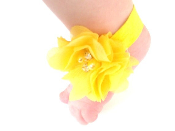 Yellow Baby Barefoot Sandals Baby Photo Prop by PlatoSquirrel