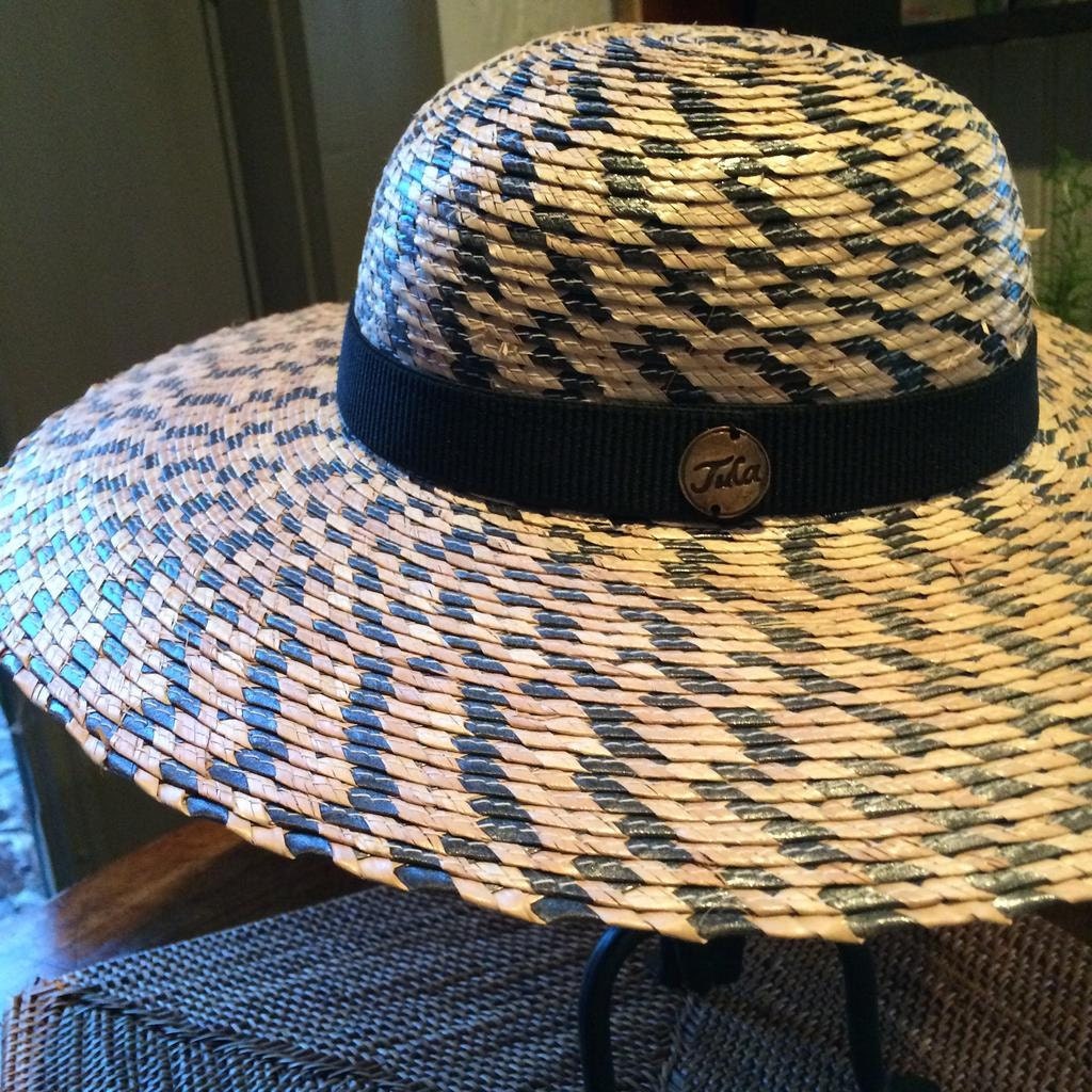 Vintage Tula Hat Black Checkered Sun Hat Made in Mexico