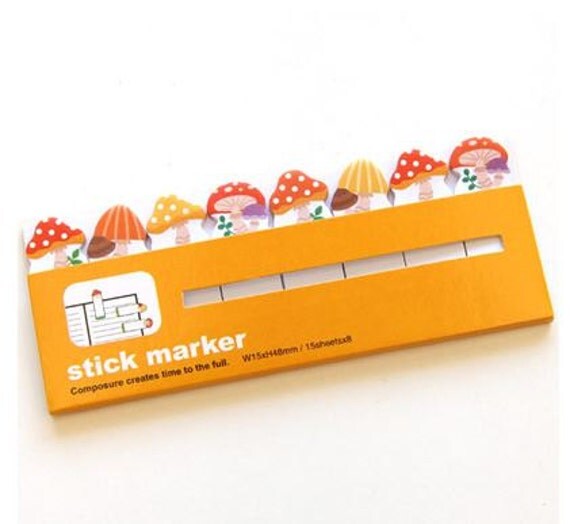 Sticky note - Mushroom -  Stick marker, memo marker, Post-it Sticker Marker tab, Bookmark tab, Stationery supplies