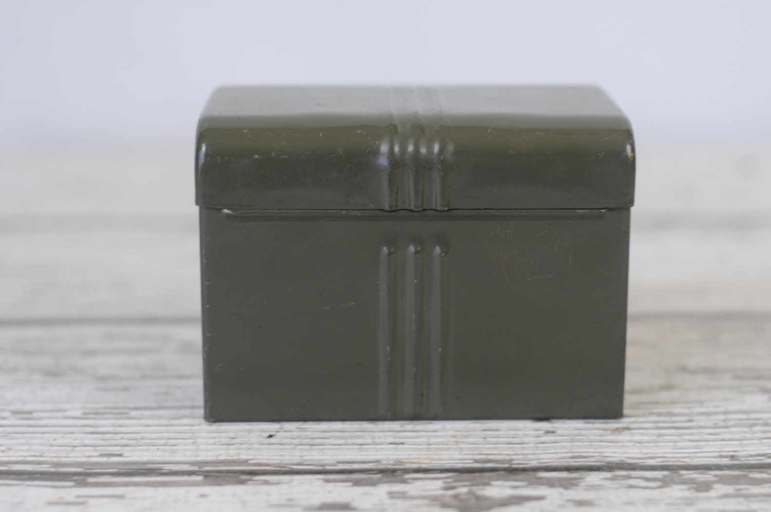 Vintage Metal Recipe Box Hinged Lid File Index Card Haute Juice