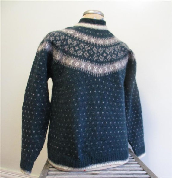 Nordic Vintage Mens Shetland Virgin Wool Sweater /Green