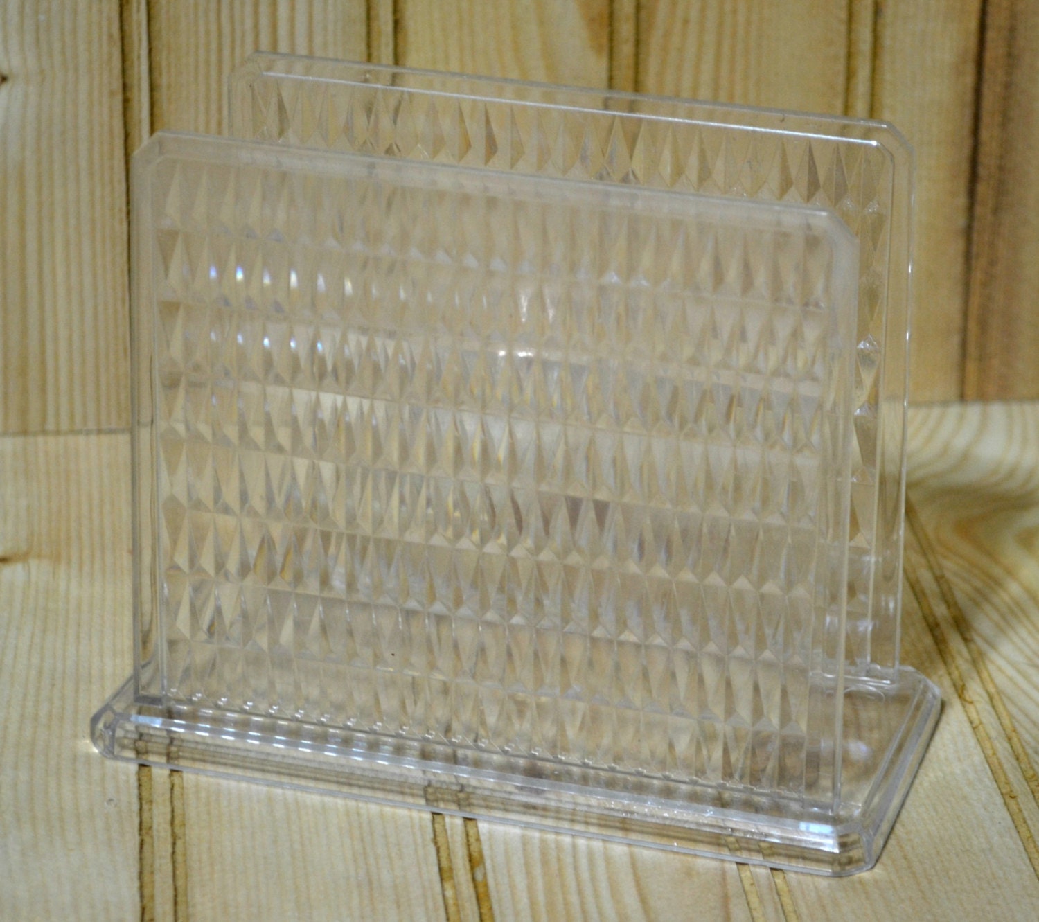 Vintage Clear Plastic Napkin Holder Mail Holder Paper Holder
