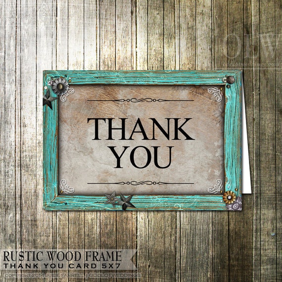 Rustic Thank You Card Rustic Wood &amp; embellishments Digital