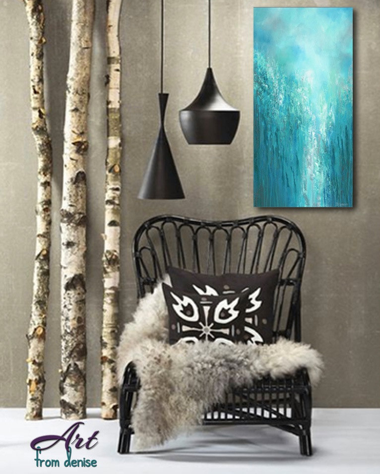 Extra large wall art Teal abstract Turquoise home decor