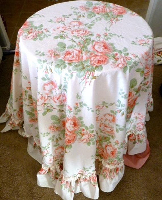 Laura Ashley Circular Floral Tablecloth With Ruffles by AZCindy