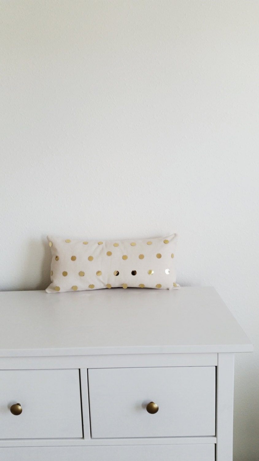Gold Sequin Polka Dot Accent Pillow Cover 20x12 by TheDecorRoom