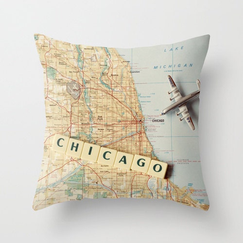 Let's Fly To Chicago throw pillow