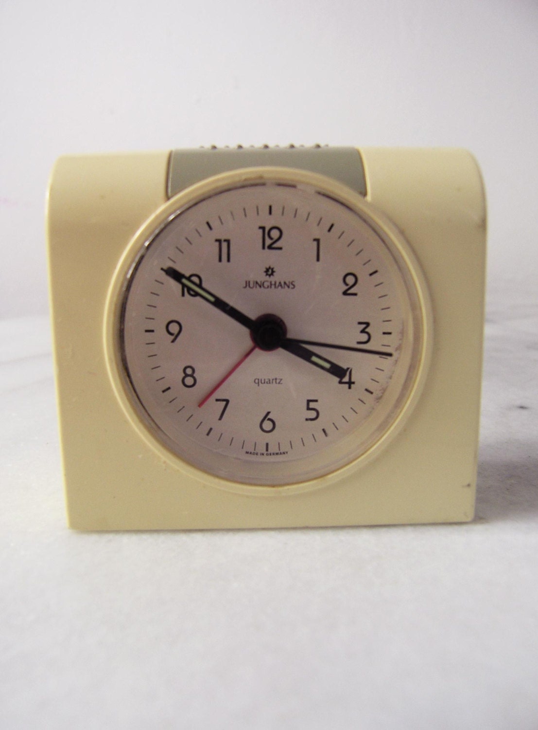 Vintage Alarm Clock 1980s Junghans Battery Alarm Clock Cream