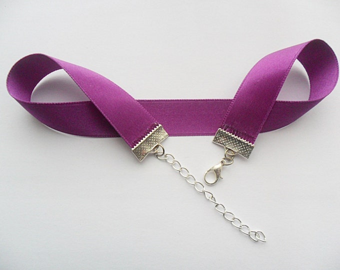 Purple satin choker necklace, pick your neck size.
