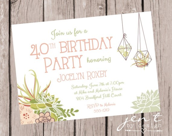 Custom Succulent Birthday Invitations