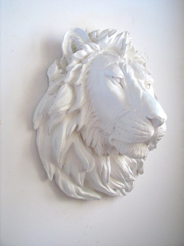 stuffed lion head wall mount