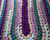 Imperial Rug Crochet 43"x24" Rag Rug Oval Cotton Washable Bathmat Kitchen Porch Country Log Cabin Prim Homespun Purple Grey White Blue Teal