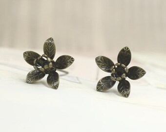 10 pcs raw Brass plating antique bronze earring cab finding