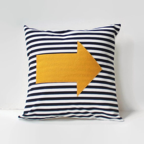 Items similar to yellow arrow pillow cover //black and white striped