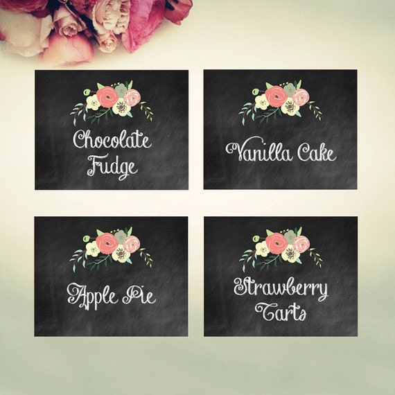 Editable Food Labels INSTANT DOWNLOAD // chalkboard // floral