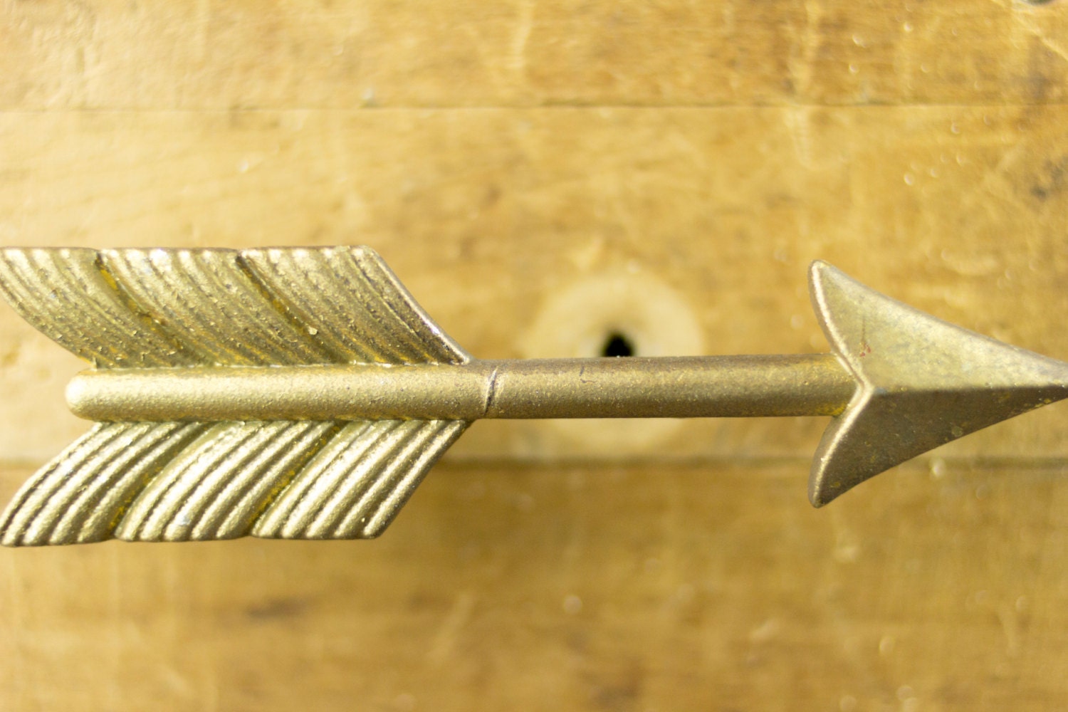 Large Gold Metal Arrow Drawer Pull Vintage Style Kitchen