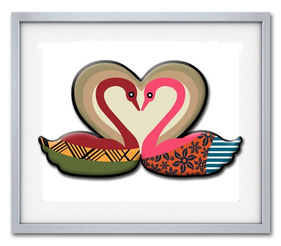 , Love Birds Art, Wedding Gift, Valentine Day, Bird Poster, Pop Art ...
