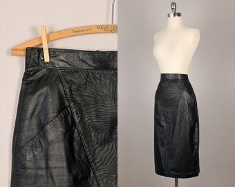 Vintage Leather Skirt - Black Leather Skirt - Wilson Leather Skirt - Vintage 1980s Skirt - Vintage Pencil Skirt - Small