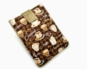 Handcrafted Tablet Case from Coffee  Print  Fabric /  Case for iPad,  Kindle Fire HD, Google Nexus , Samsung Galaxy Tab