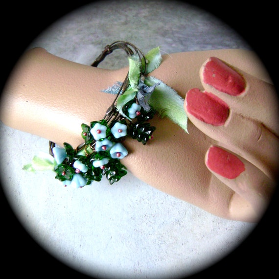 not me flowers forget silk Not, egg bracelet, Forget Bangle Me bracelet, rustic robin blue bangle