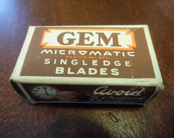 Vintage Gem Razor Blade Box, Empty Single Edge Razor Blade Box ( T )