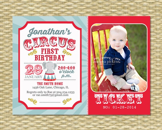 Carnival First Birthday Invitations 2