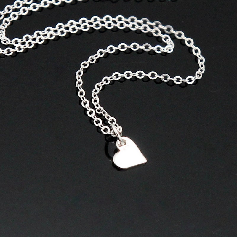 Sterling Silver Heart Necklace Small Heart by NeliaKJewels on Etsy