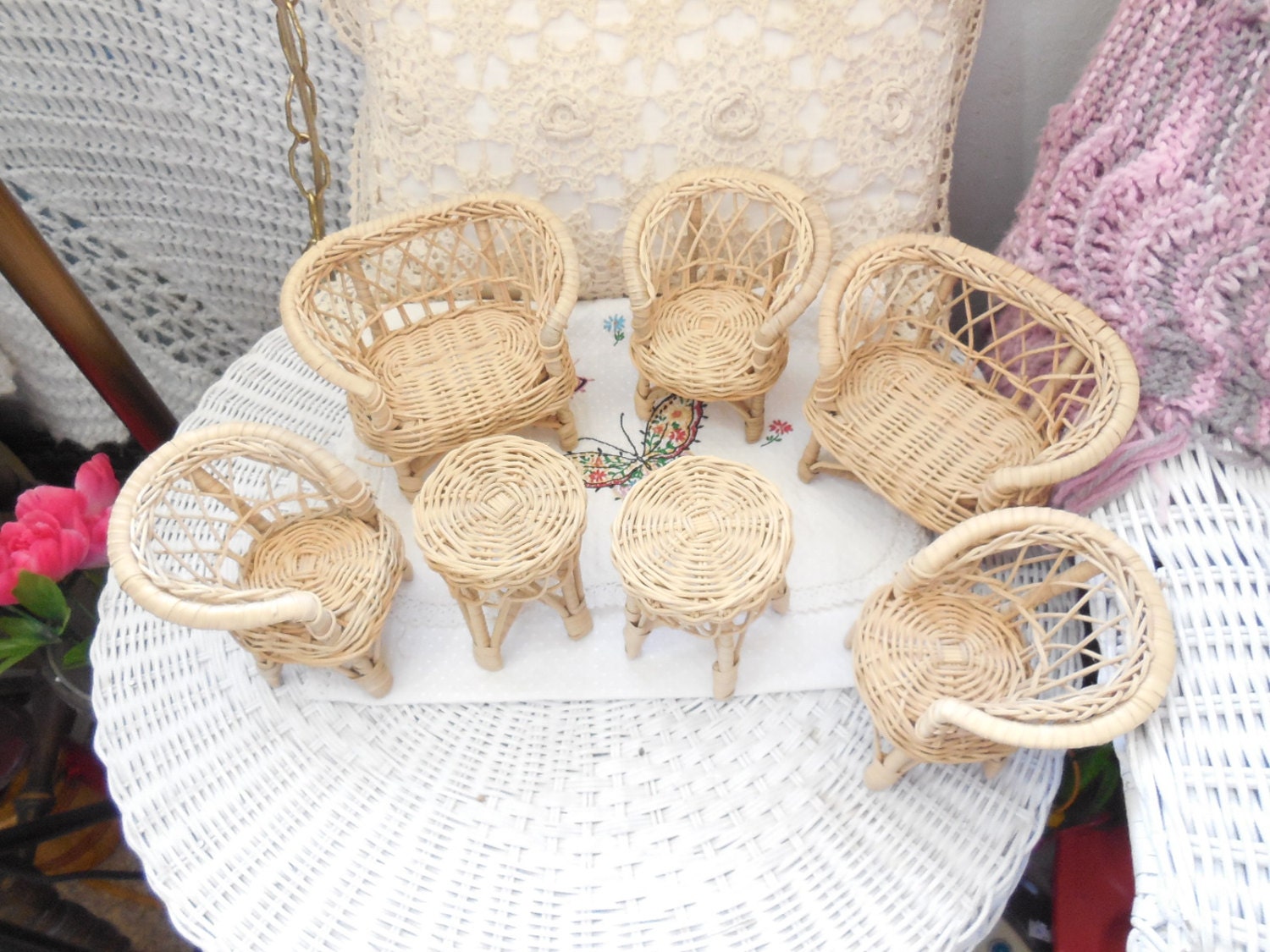 Vintage Group of Barbie Doll Furniture Wicker and Rattan – Haute Juice