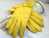 Lilly Dache Sunny Yellow Gloves Cotton Size 7 Lilly Dache Sunny Yellow Gloves Cotton Size 7