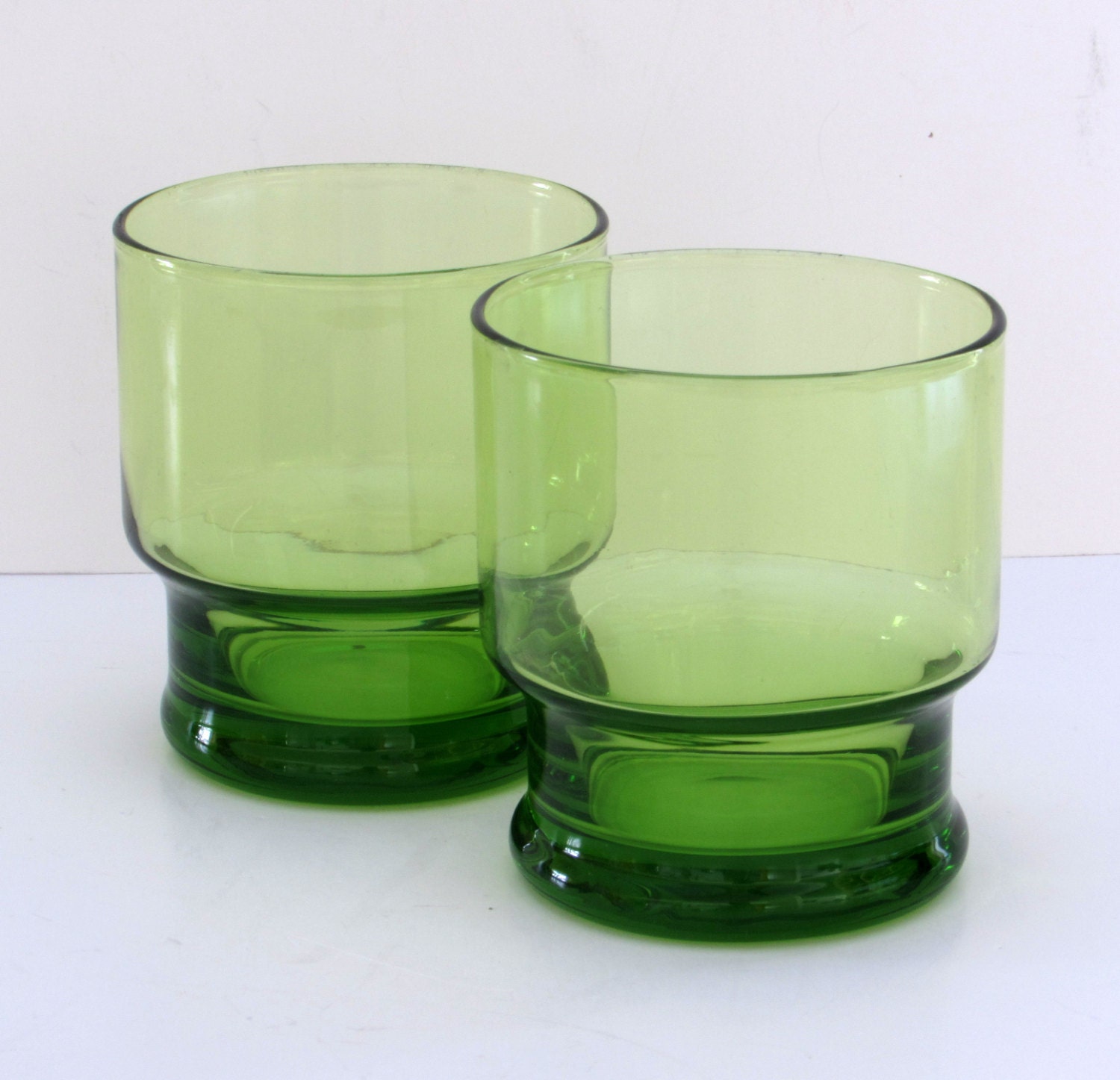 Emerald Green Glasses Pair Vintage Home Decor