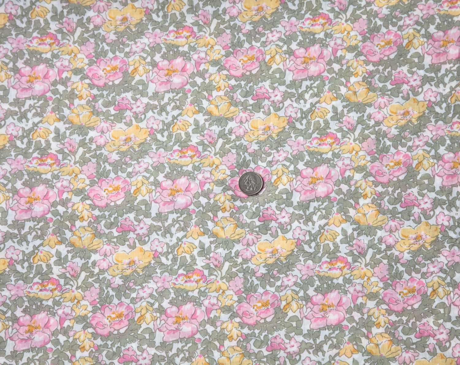 3 Yards of Vintage Print Fabric. Pastels. by CosmosCoolSupplies