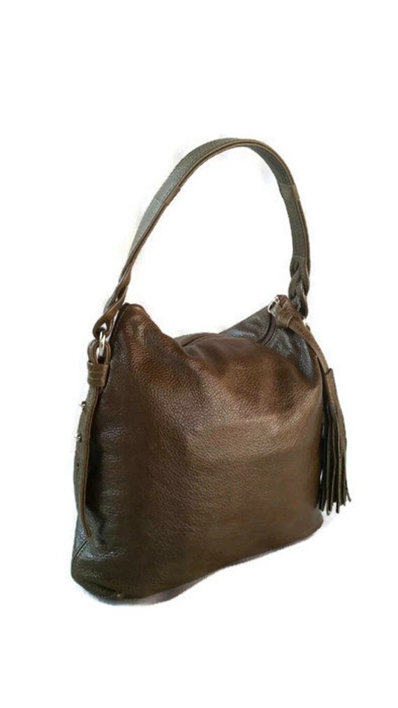 Olive Green Leather Bag Trendy Hobo Purse Casual Stylish
