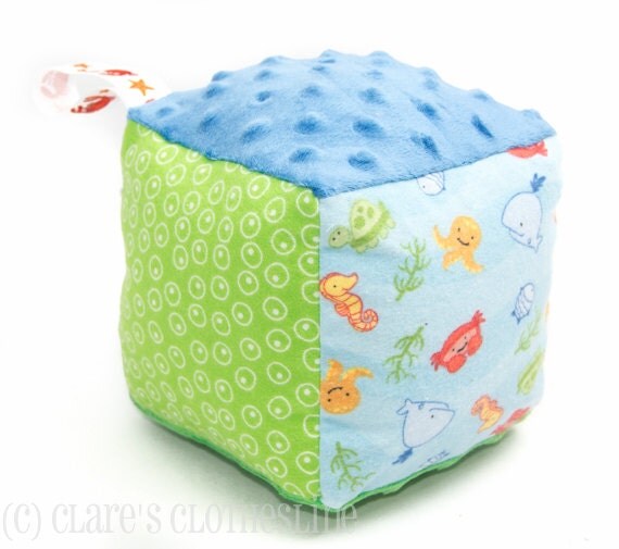 Soft Block Baby Toy Blue Under the Sea Block Ready to Ship