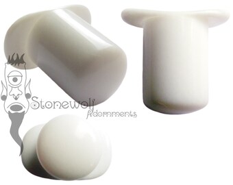 Custom PTFE Labret 00G (10mm) with Curved T-Back Choose Your Length for Stretched Lip Piercings
