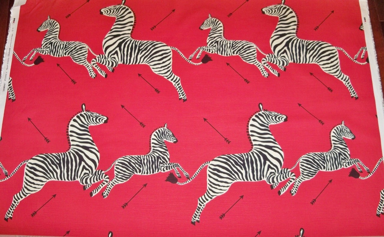 SCALAMANDRE ZEBRAS TOILE Fabric 10 yards Masai Red