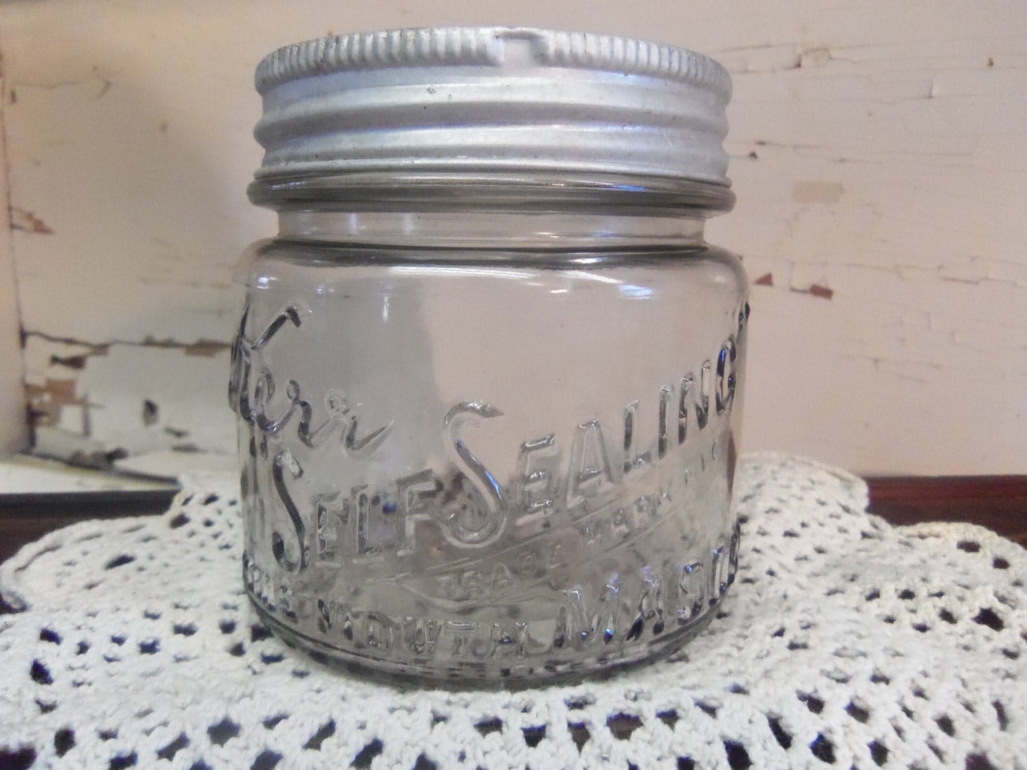 Vintage Clear Pint Kerr Self Sealing Mason Jar by CatfishJarRescue
