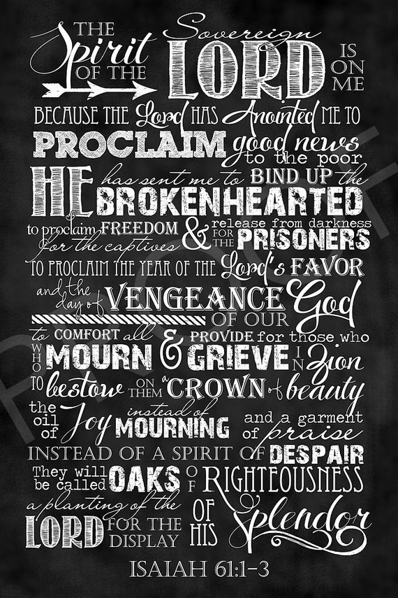 Scripture Art Isaiah 61:1-3 Chalkboard Style long format