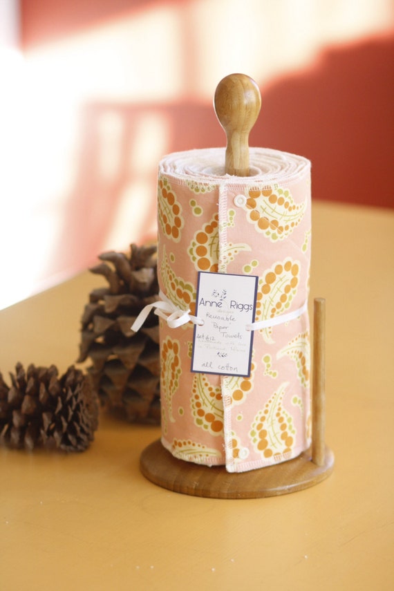 Reusable Paper Towel Roll Set of 12 Snapping by AnneRiggsDesigns