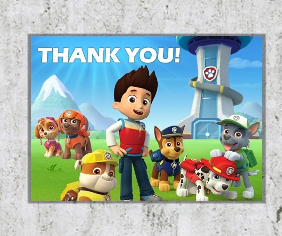 Paw Patrol Thank You PDF by ColorfulCreationsCC on Etsy