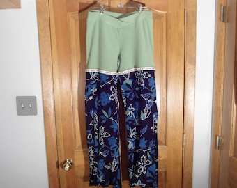 Funky Lime Terrycloth and Luscious Doubleknit Wide Leg Lounge Pants size Medium