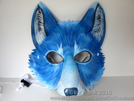 Icy Blue Leather Wolf Mask Wolf Costume by SquirrelCrkCreations