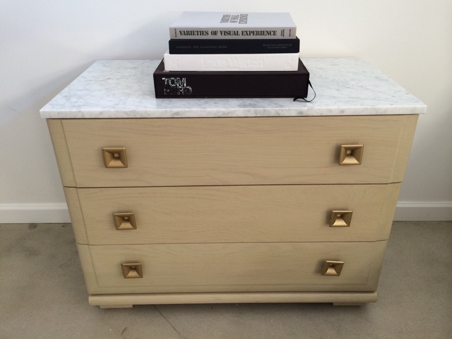 1950s Mengel Dresser Mid Century Modern Solid Oak Marble Top Vintage