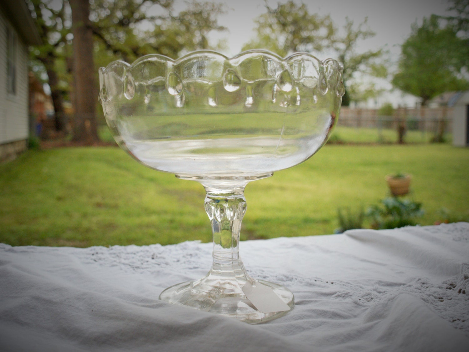Tear Drop Compote Glass Compote Compote by bettysantiques on Etsy