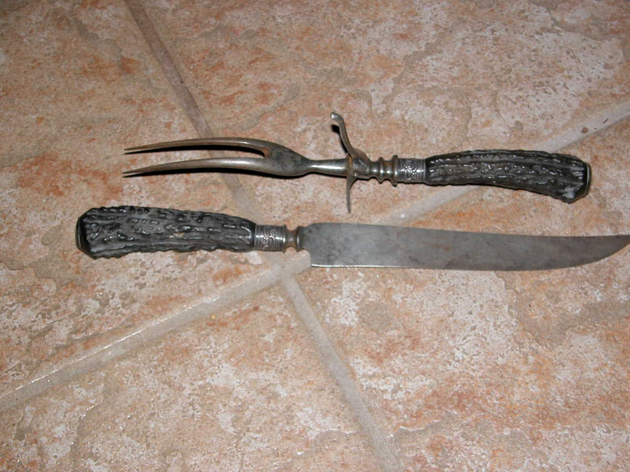 Antique Victorian Antler Horn Sterling Silver Carving Set Haute Juice