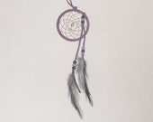 Purple dream catcher; Native American art; OOAK Wall Hanging;  Jasper rock charm; Feather dream catcher