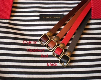 Contemporary and stylish leather belt ,width 1cm / 0.4" Super Skinny . Cognac, hazelnut, black, red.