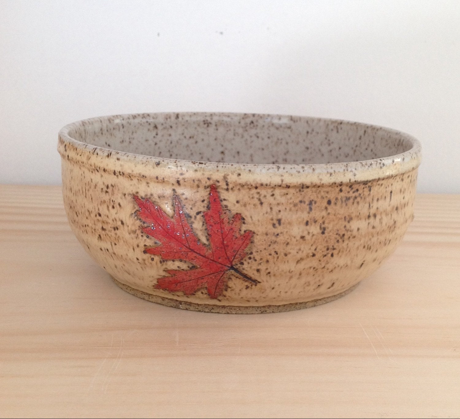 Maple Leaf Pottery Cereal Bowl by SugarMountainPottery on Etsy