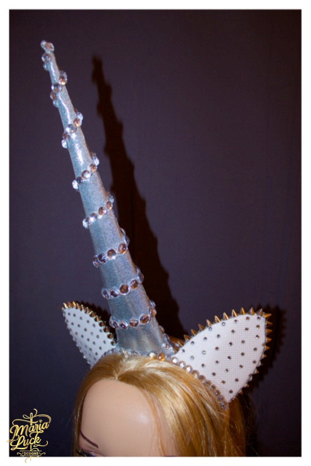 Unicorn horn ears headband headpiece glamorous hair by marialuck