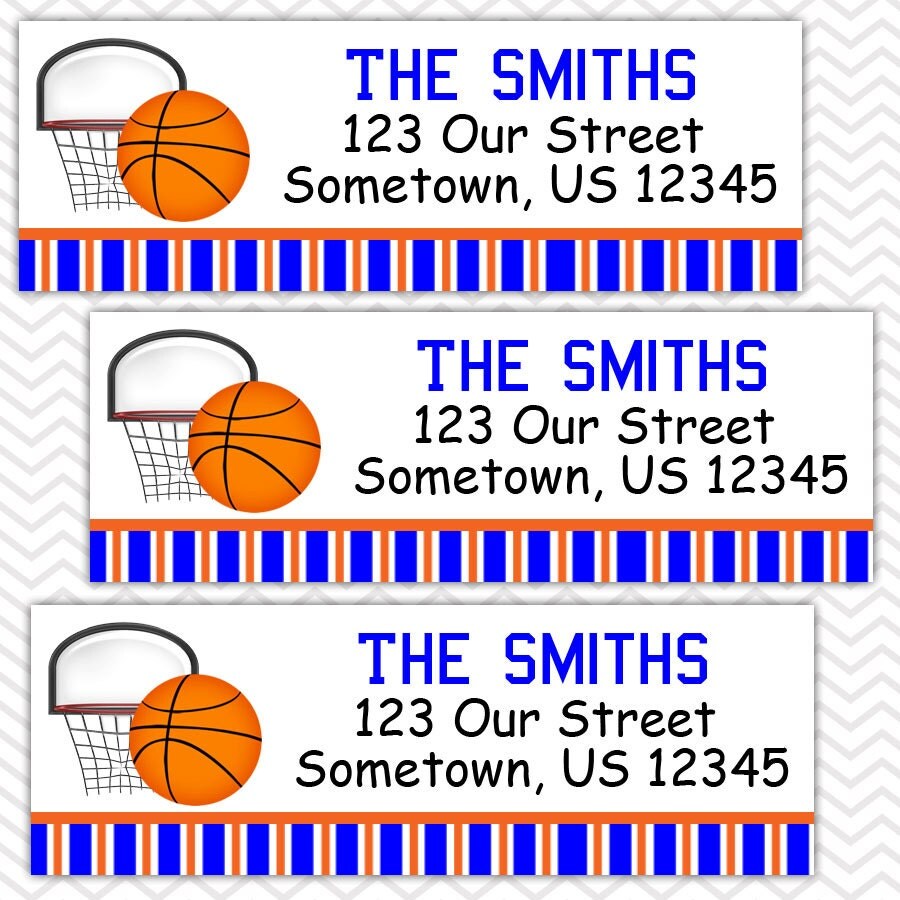 Basketball Sports Personalized Address Labels Stickers