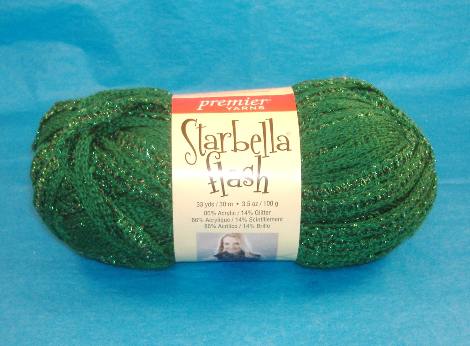 Premier Starbella Flash Yarn Sparkle Emerald by debbisvintage